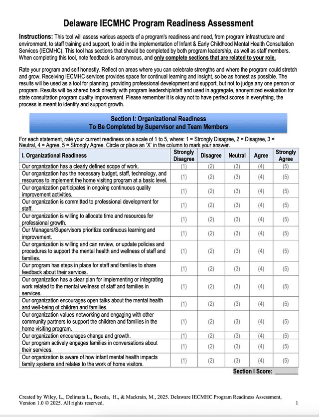 Delaware IECMHC Program Readiness